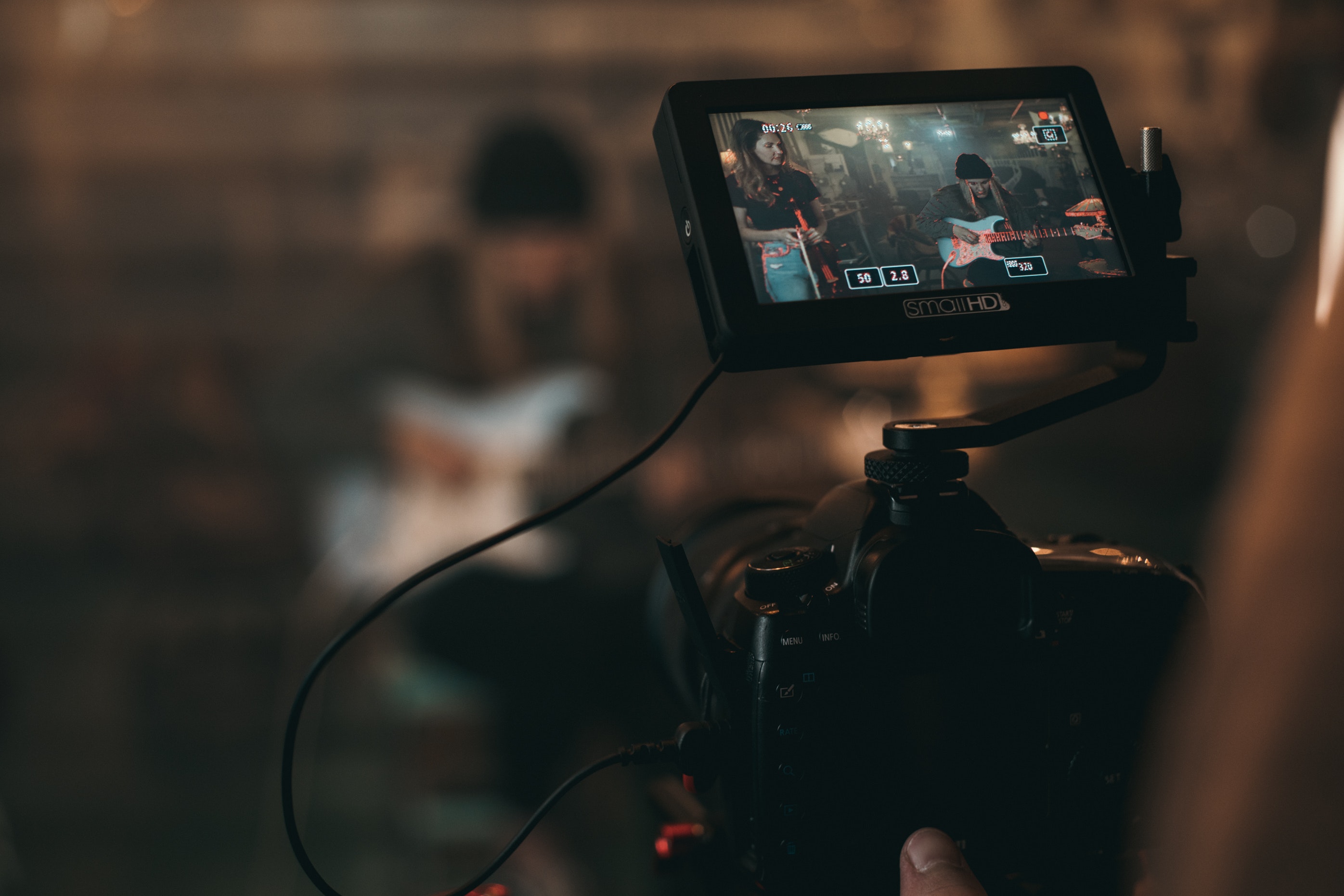 Camera monitor on a film set