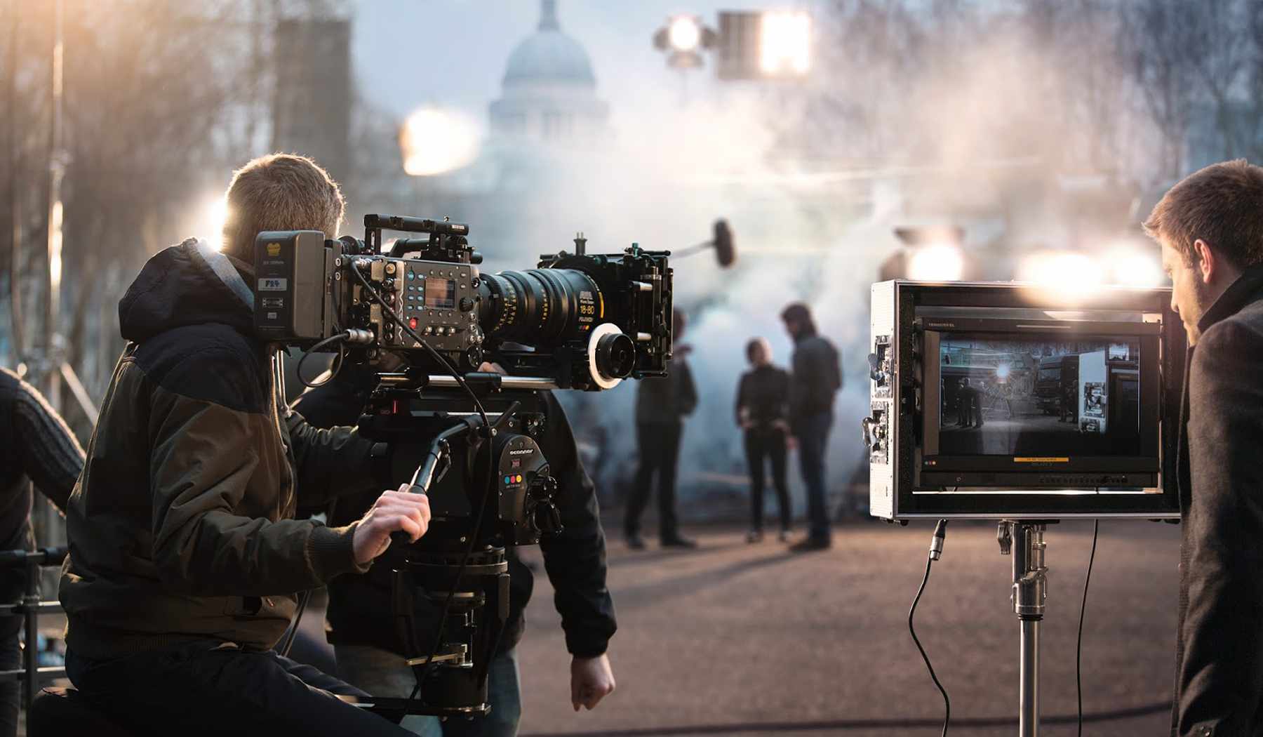 Film crew shooting a scene